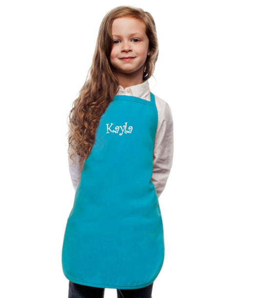 Personalized Turquoise Kids Apron, Cooking Kitchen Gift, School Gift, Student Gift, Cooking Party, Art Party, Low Price Apron
