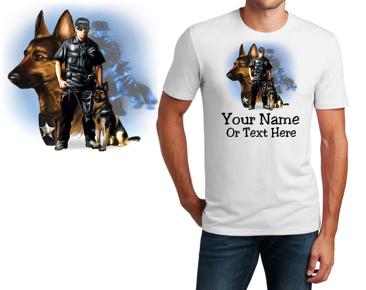 Personalized T-Shirt Police K9 Dog Design, Law Enforcement Shirt, Custom Shirt, Custom Name, Dad Gift, Police Gift, Unisex Womens Tee
