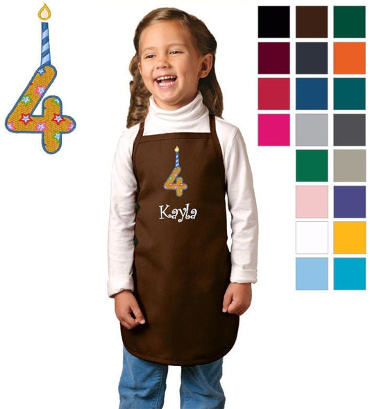 Personalized Kids Fourth Birthday Apron, Cooking Kitchen Gift, School Student Gift, Cooking Party, Art Party, Low Price Apron