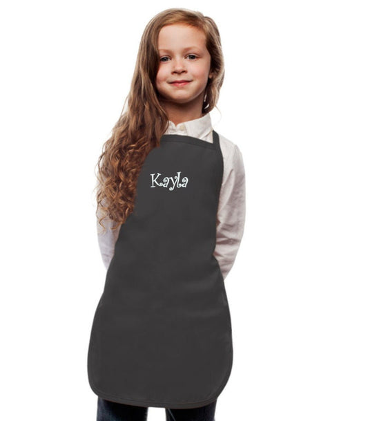 Personalized Charcoal Gray Kids Apron, Cooking Kitchen Gift, School Gift, Student Gift, , Cooking Party Art Party Low Price Apron