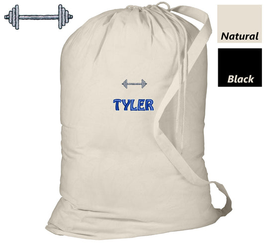 Personalized Weightlifting Laundry Bag, Summer Camp Bag, College Dorm Laundry Bag, School Laundry Bag, Embroidered Monogrammed with Name