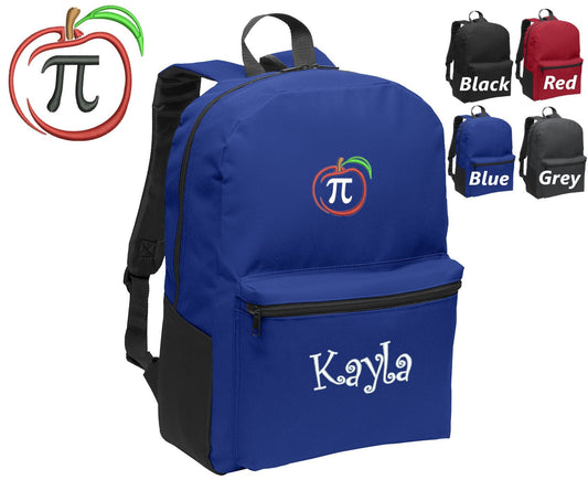 Personalized Kids Backpack Embroidered Apple Pie Math Monogrammed with Name of Your Choice Perfect Kids School Gift