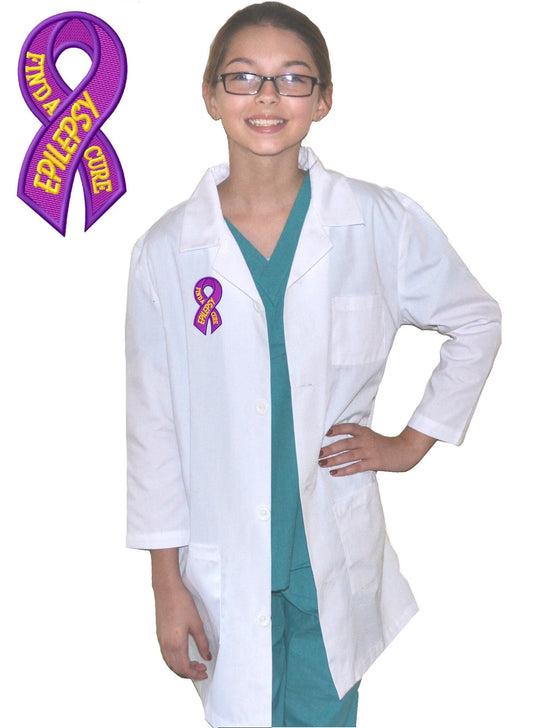 Kids Lab Coat with Cure Epilepsy Embroidery Design for little Doctors and Nurses