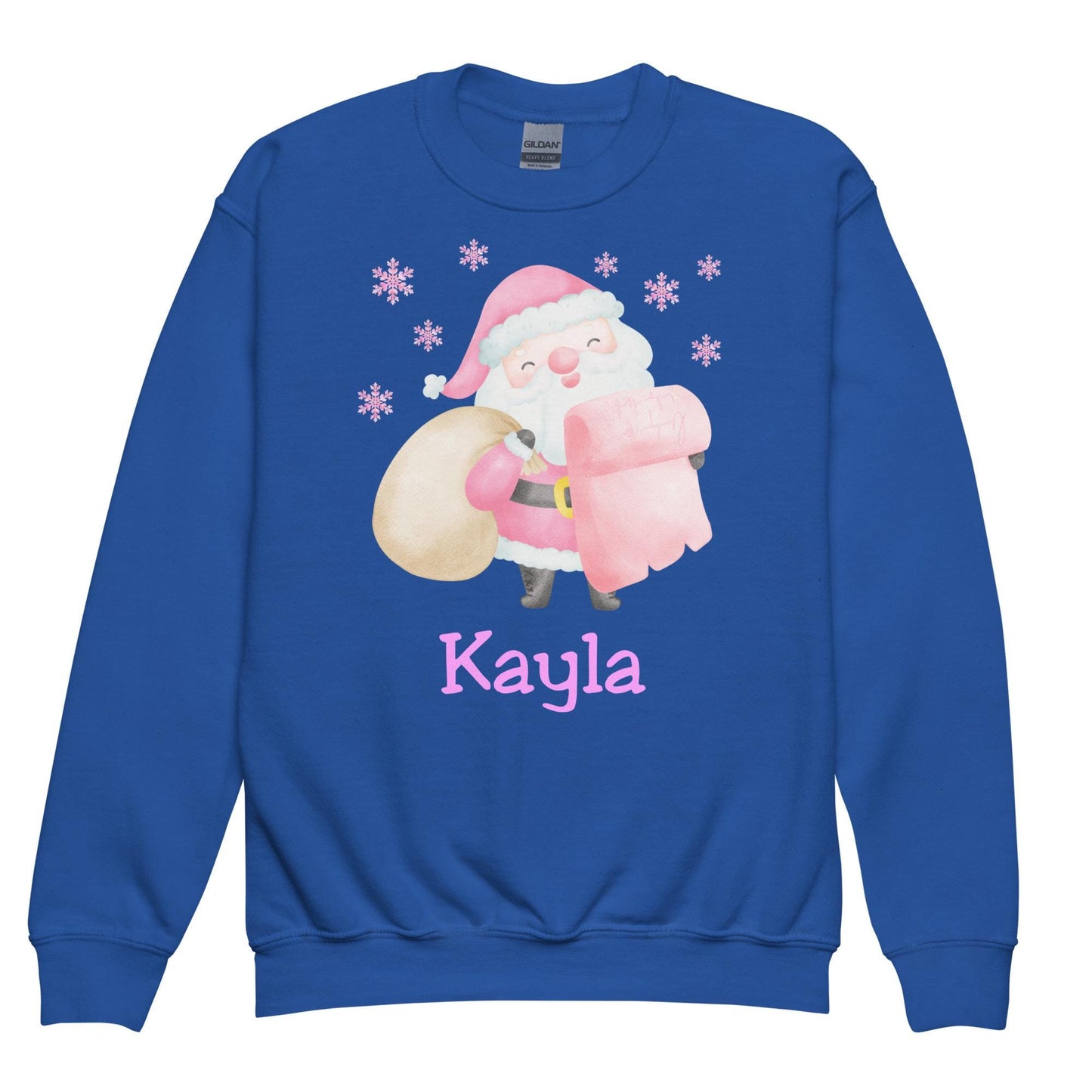 Personalized Kids Pink Santa Christmas Sweatshirt, Retro Santa, Christmas Season Gifts, Christmas Gift Kids, Xmas Sweatshirt, Kids Gift