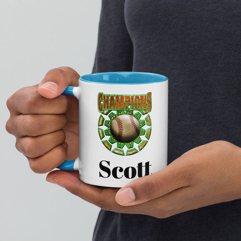Custom Baseball Champions Coffee Mug, Custom Ceramic Cup, 11 Ounce Mug, Sports Team Gift, Coach Dad Gift