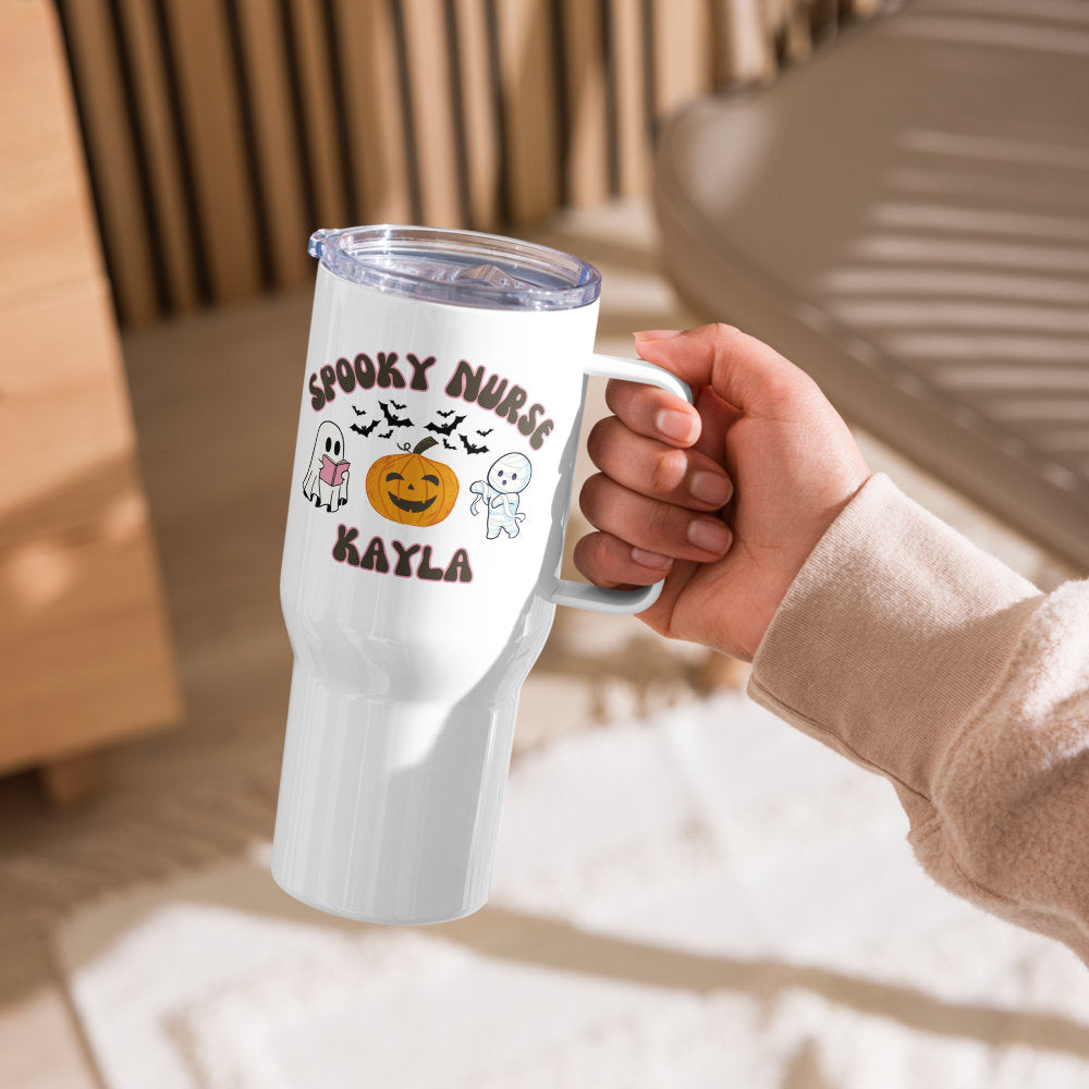 Custom Spooky Nurse Tumbler, Funny Nurse Halloween Mug, Retro Nurse Travel Cup, Cute Nurse Gift, Halloween Nurse Gift, Nursing Mug