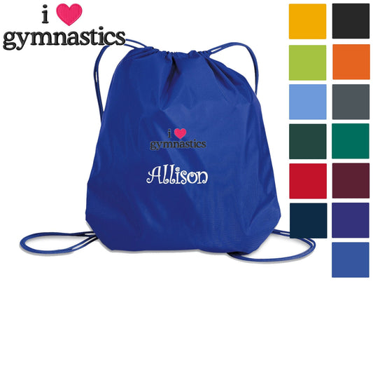 Personalized Kids Gymnastics Cinch Pack, Drawstring Gym School PE Pool Backpack, Embroidered Sports Bag, Monogrammed Custom Name, Kids Gift