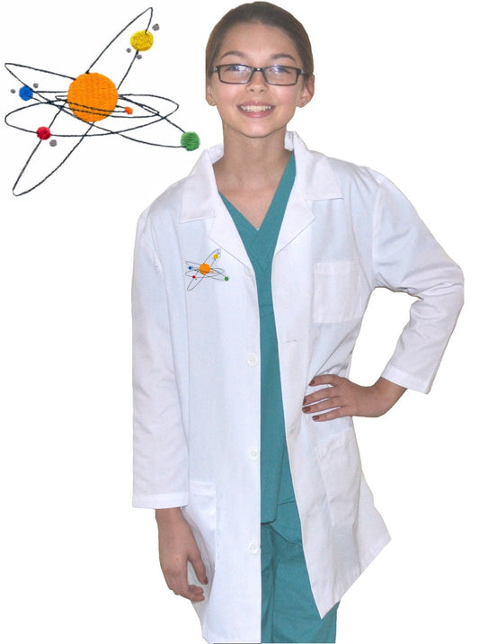 Kids Science Lab Coat with Solar System Embroidery Design