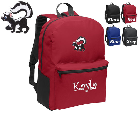 Personalized Kids Backpack Embroidered Skunk Monogrammed with Name of Your Choice Perfect Kids School Gift