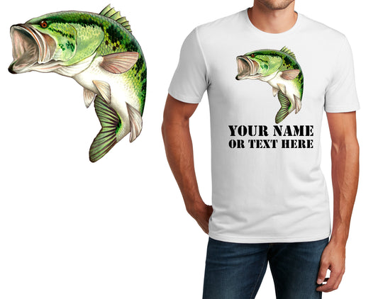 Personalized T-Shirt Largemouth Bass Fish Design, Fishing Shirt, Custom Shirt, Custom Name, Dad Gift, Fisherman Gift, Unisex Womens Tee