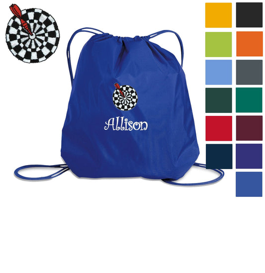 Personalized Kids Darts Cinch Pack, Drawstring Gym School PE Pool Backpack, Embroidered Sports Bag, Monogrammed Custom Name, Kids Gift