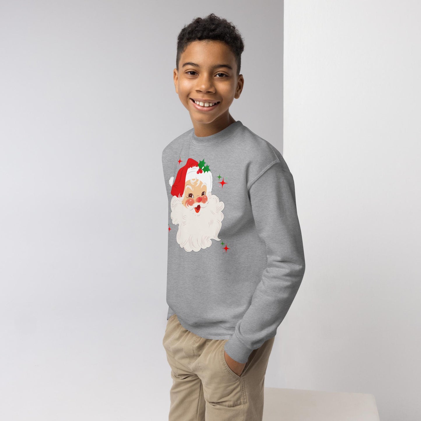 Kids Retro Santa Christmas Sweatshirt, Santa Sweater, Christmas Season Gifts, Christmas Gift Kids, Xmas Sweatshirt, Christmas Kids Gift