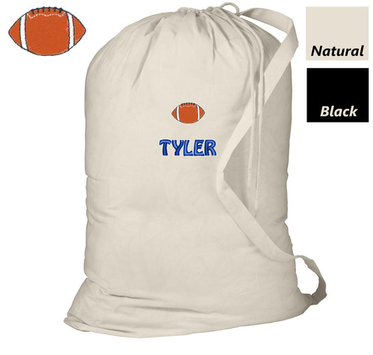 Personalized Football Laundry Bag, Summer Camp Bag, College Dorm Laundry Bag, School Laundry Bag, Embroidered Monogrammed with Name