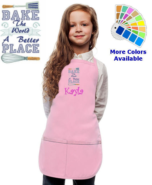 Personalized Kids Apron with Bake Better Embroidery Design, Kitchen Cook Gift, School Gift, Funny Gift, Monogrammed, Cooking Party