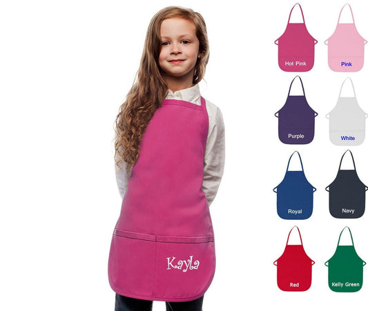 Personalized Kids Apron Embroidered Name on Pocket, Monogrammed Chef Uniform, Art Gift, Chef Gift, Cooking Party, Art Party, School Aprons
