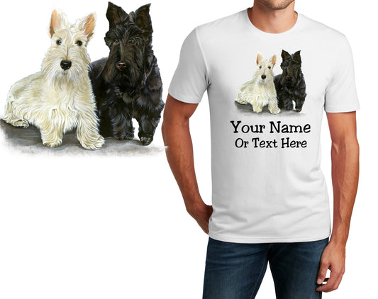 Personalized T-Shirt Scottish Terrier Dog Design, Sports Shirt, Printed Shirt, Custom Name, Dad Gift, Mom Gift, Unisex Womens Tee