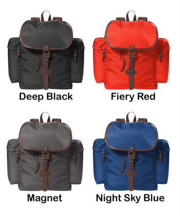 Personalized Retro Backpack, Rucksack Bottle Holder, Embroidered Monogrammed Custom Name, Leather Trim, Perfect College Gift, Student Gift