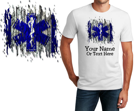 Personalized T-Shirt Firefighter EMS Flag Design, Fire Shirt, Custom Shirt Custom Name, Dad Gift, Fireman Gift, Unisex Womens Tee