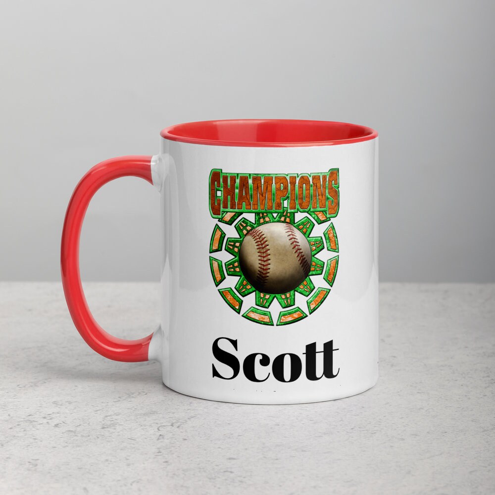 Custom Baseball Champions Coffee Mug, Custom Ceramic Cup, 11 Ounce Mug, Sports Team Gift, Coach Dad Gift