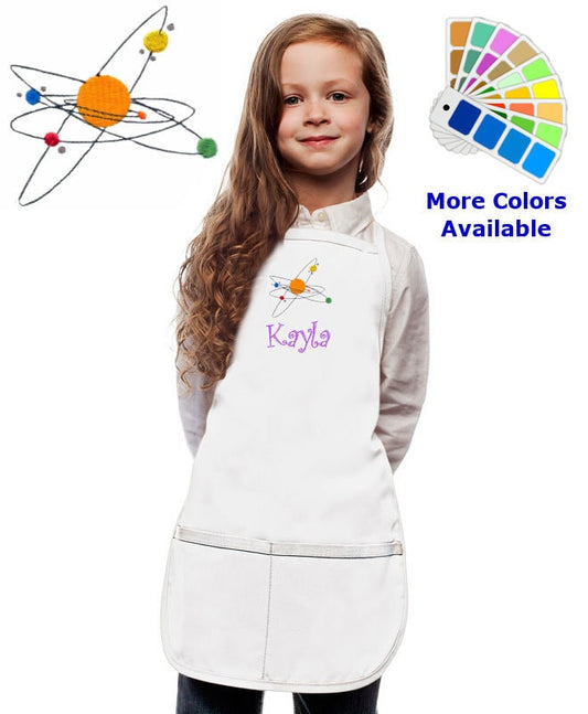 Personalized Kids Science Apron with Solar System Planets Embroidery Design, Cooking Kitchen Gift, School Gift, Student Gift, Monogrammed