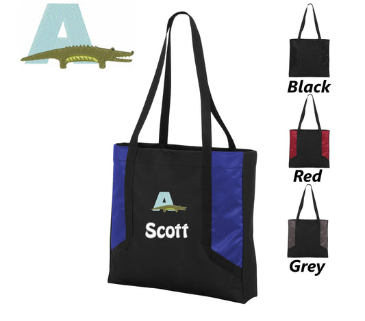 Personalized Tote Bag Alligator, Custom Letter Tote Bag, Diaper Bag, Party Gift, Teacher, Embroidered Name, Cheap Tote