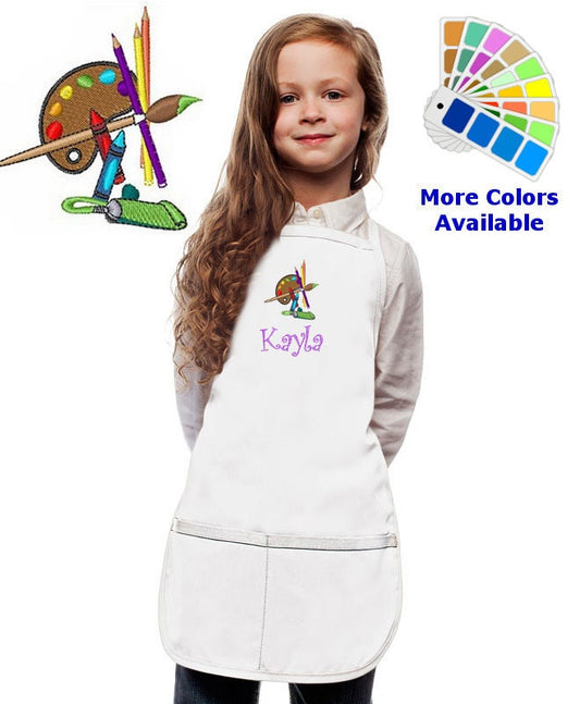 Personalized Kids Art Smock with Art Palette Embroidery Design
