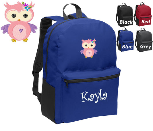 Personalized Kids Backpack Embroidered Pink Owl Monogrammed with Name of Your Choice Perfect Kids School Gift