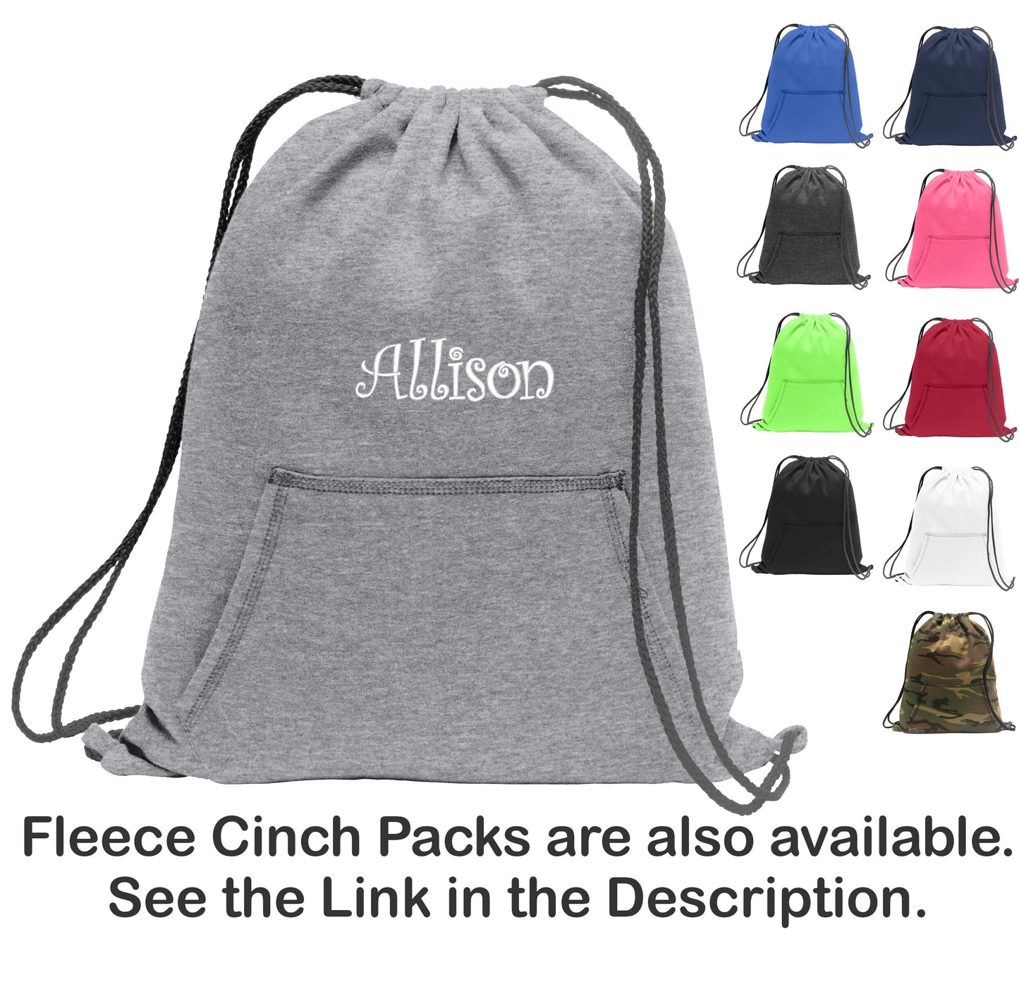 Personalized Tote Bag, Soft Fleece, Gym School PE Bag, Embroidered Custom Name, Bridesmaid Gift, Shoulder Bag Pockets