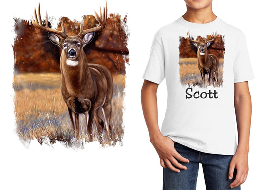 Personalized Kids T-Shirt Buck Deer Design, T-Shirt, Colorful, Cotton, Low Price Inexpensive Tee Shirt, Hunter Gift, School Gift