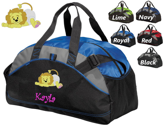 Personalized Kids Duffel Bag Gym Bag School PE Contrast Piping and Stitching Embroidered with Name or Text of Your Choice