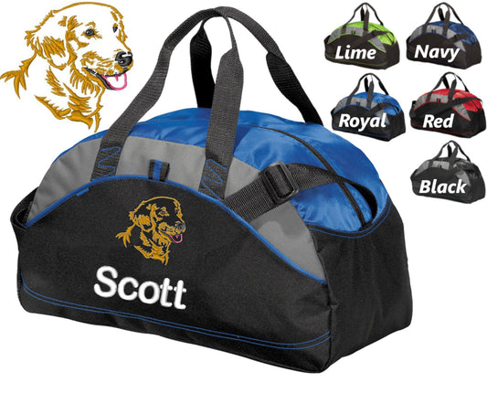 Personalized Dog Duffel Bag, Embroidered Golden Retriever, Monogrammed Name of your Dog, Perfect Pet Birthday Gift, Owner Groomer Trainer