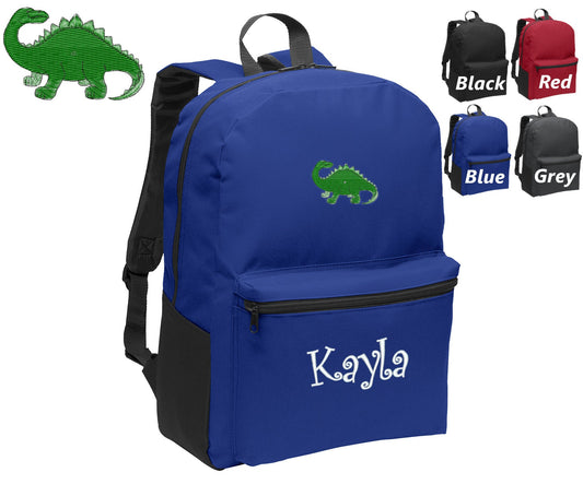 Personalized Kids Backpack Embroidered Brontosaurus Dinosaur Monogrammed with Name of Your Choice Perfect Kids School Gift