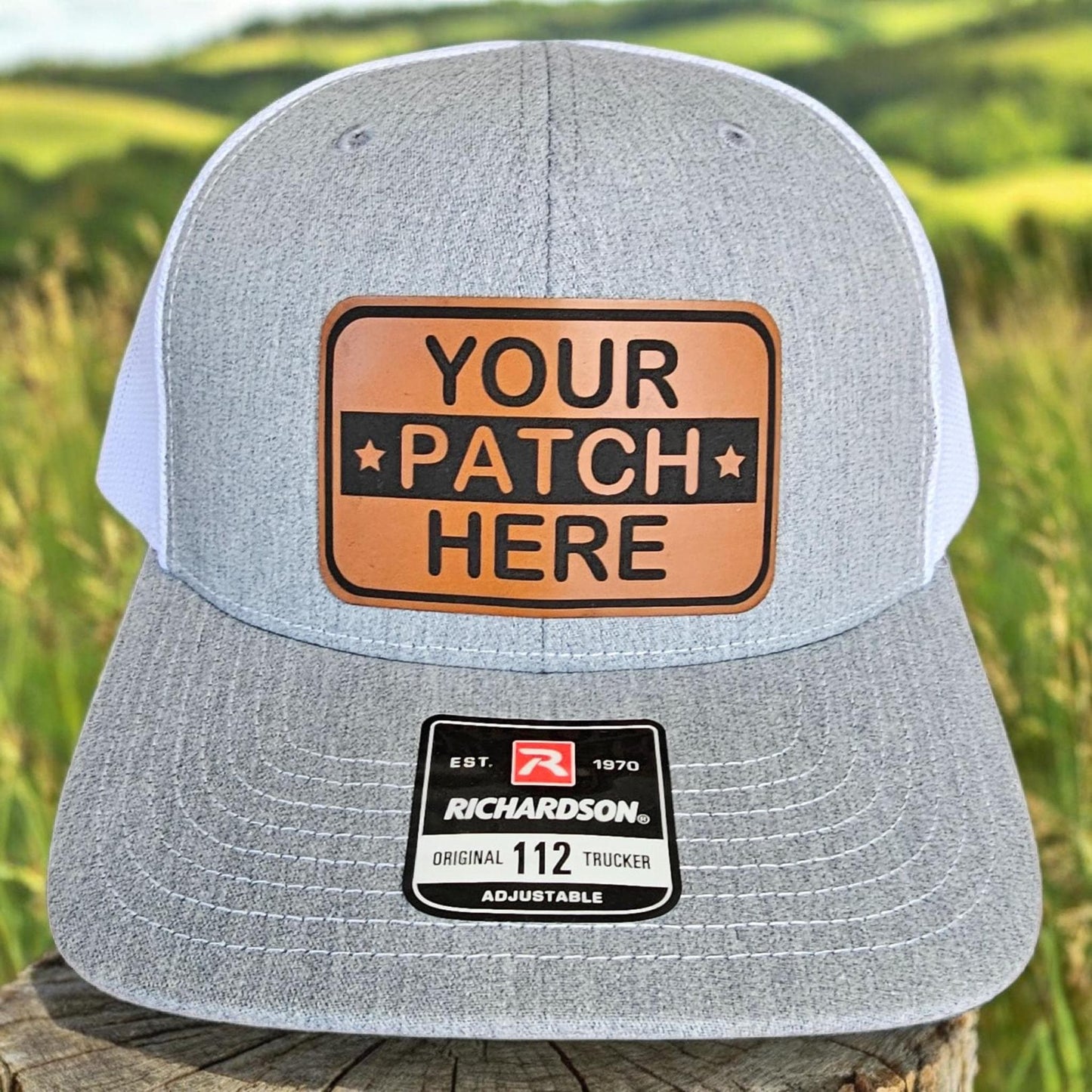 Personalized Firefighter Leather Patch Trucker Hat with Name, Richardson 112, Fireman Hat, Husband Gift, Station Gift, Laser Engraved