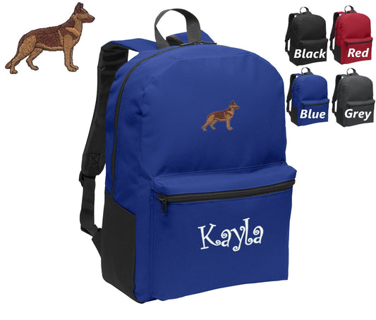 Personalized Kids Backpack Embroidered German Shepherd Dog Monogrammed with Name of Your Choice Perfect Kids School Gift