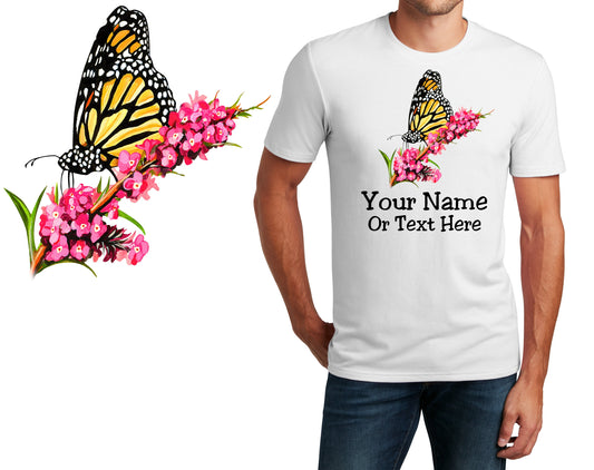 Personalized T-Shirt Monarch Butterfly Design, Sports Shirt, Custom Printed Shirt, Custom Name, Dad Gift, Mom Gift, Unisex, Womens Tee