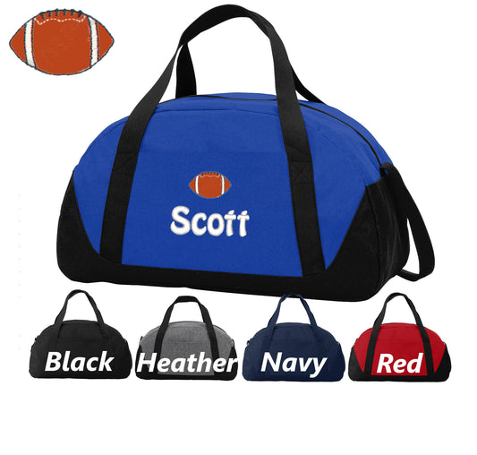 Personalized Kids Football Duffel Bag, Duffle Gym Bag, School PE Bag, Canvas, Embroidered Name, Sports Duffel, School Gift, Student Gift