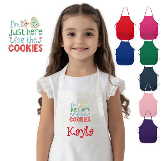 Personalized Kids Christmas Cookies Apron, Embroidered Name, Monogrammed Chef Uniform, Chef Gift, Cooking Party, Art Party, School Smock