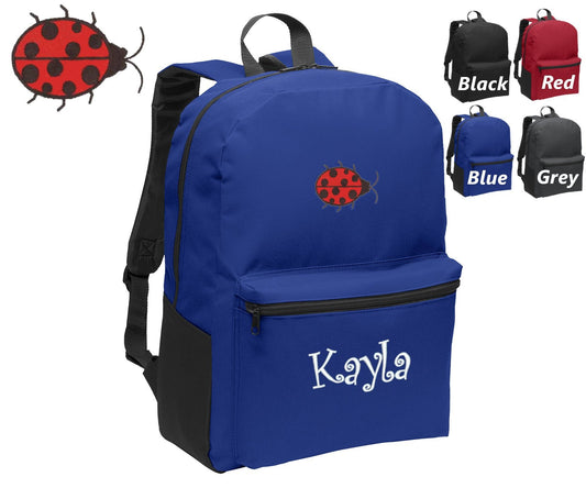 Personalized Kids Backpack Embroidered Ladybug Monogrammed with Name of Your Choice Perfect Kids School Gift