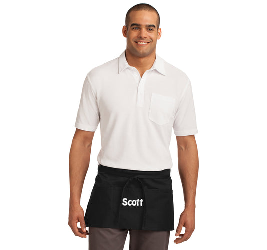 Personalized Waist Apron, Embroidered Business Name, Custom, Waiter Waitress Server Apron, Restaurant Bar Apron, Monogrammed Cooking Gift