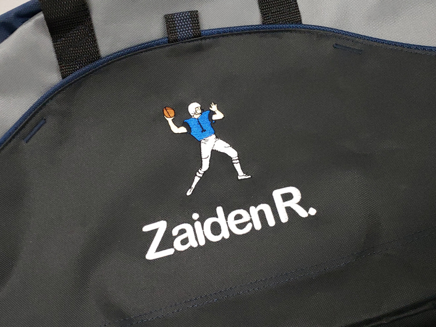 Personalized Kids Duffel Bag, Football Player Design, Gym Bag, School Sports, Contrast Stitching, Embroidered Name, Football Gift