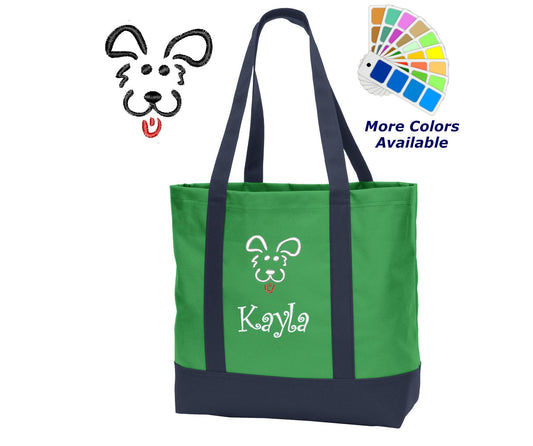 Personalized Dog Tote Bag, Embroidered Puppy Dog, Name of your Dog, Perfect Pet Birthday Gift, Pet Owner Groomer Trainer Gift