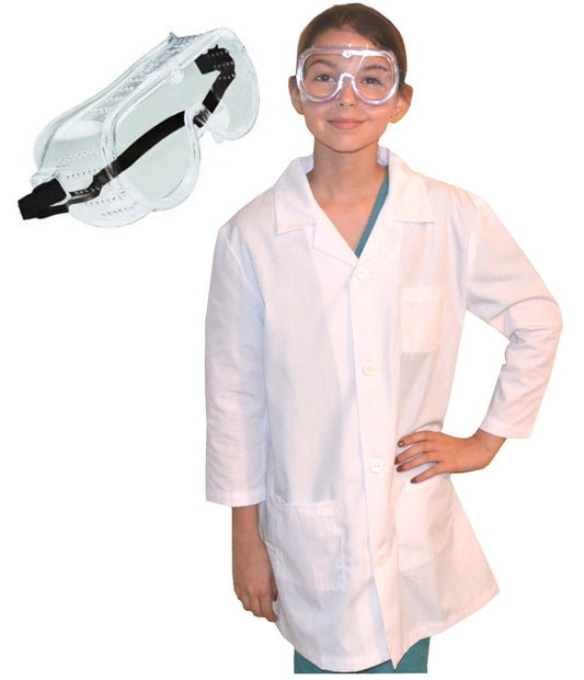 Kids Scientist Lab Coat with Goggles, Eye Protection, Scientist Coat for Experiments, Mad Scientist Costume, Halloween Gift