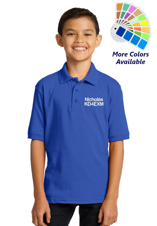 Personalized Kids Polo Shirt Embroidered Ham Radio Call Sign Monogrammed with a Name or Text of Your Choice