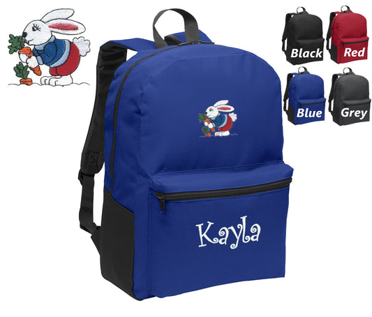 Personalized Kids Backpack Embroidered Peter Cottontail Rabbit Easter Monogrammed with Name of Your Choice Perfect Kids School Gift