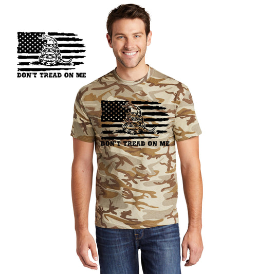 Mens Camo T Shirt, Distressed Flag, Camouflage Shirt Dont Tread On Me, Tactical Military T Shirt, Business Logo, Custom Shirt, Dad Gift