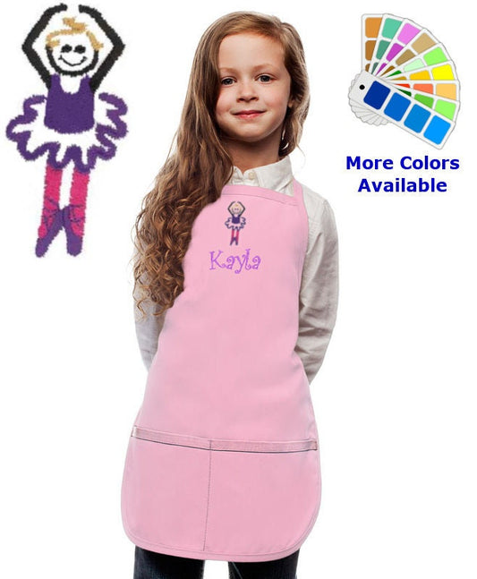 Personalized Kids Apron with Ballerina Embroidery Design