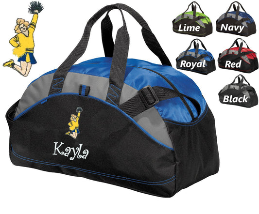 Personalized Kids Cheerleader Duffel Bag Gym Bag School PE Contrast Piping and Stitching Embroidered with Name or Text of Your Choice
