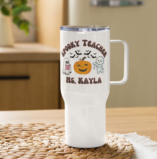 Custom Teacher Halloween Tumbler, Teacher Travel Mug, Cup with Custom Name, Halloween Gift, Fall Cup