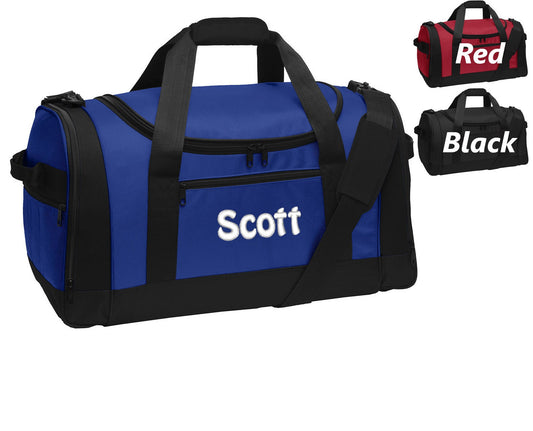 Personalized Sports Duffel Bag, Gym Bag, Weekend Bag, Groomsmen Gift, School PE, Husband Gift, Embroidered with Name of Your Choice