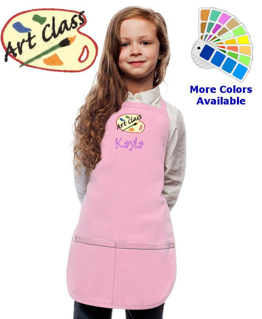 Personalized Kids Art Smock with Art Class Palette Embroidery Design